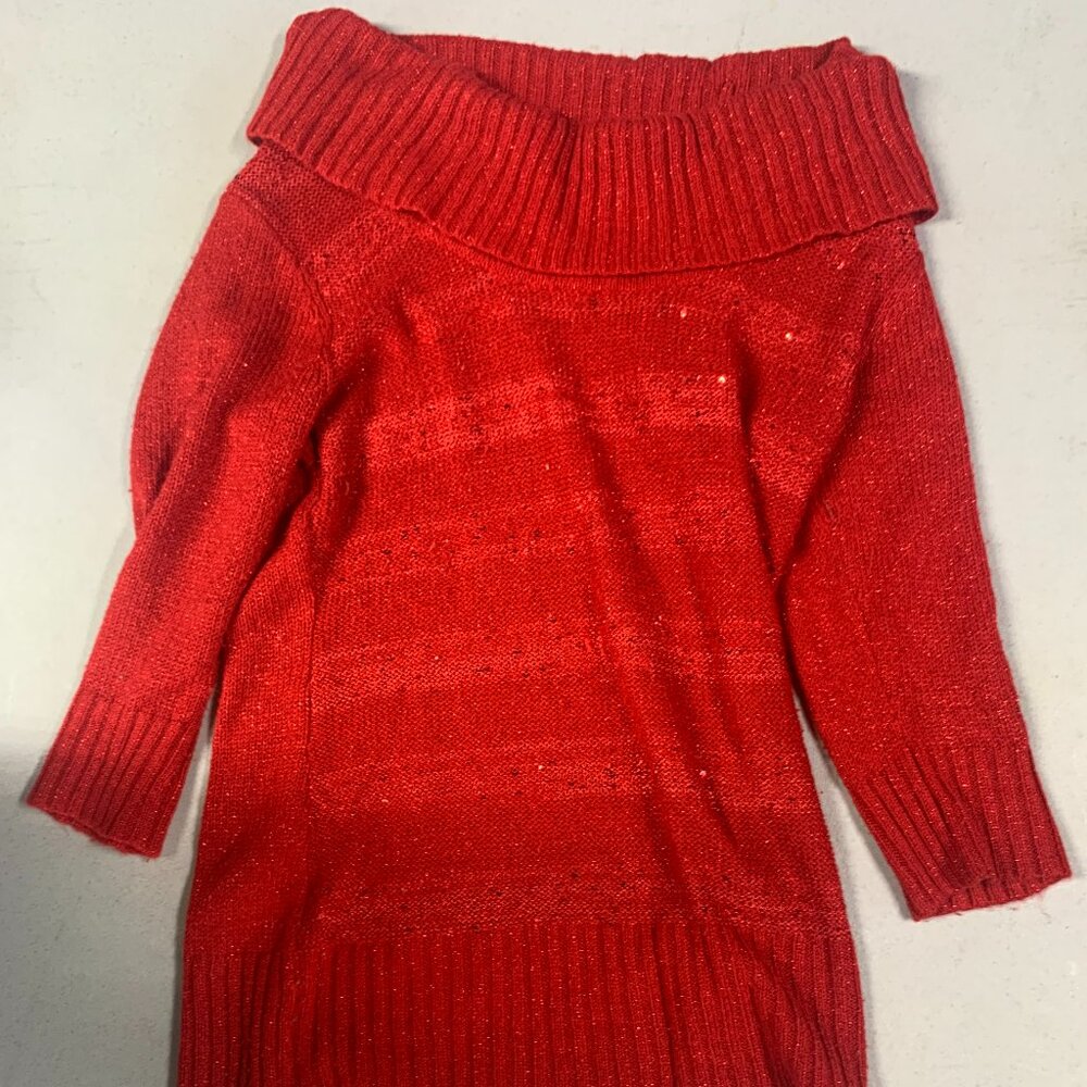 A.Byer Over Shoulder Sweater: Red: Small: Womens/Girls